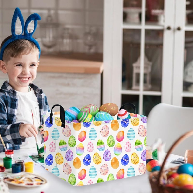 FXOCSHE Rectangular Cute Easter basket,Easter basket empty,Storage Basket for baby Bedroom,Toy Gift Organizerm,Kids Storage Bin,Gift baskets,Easters Home Decor(Blue Easters egg) - Image 2